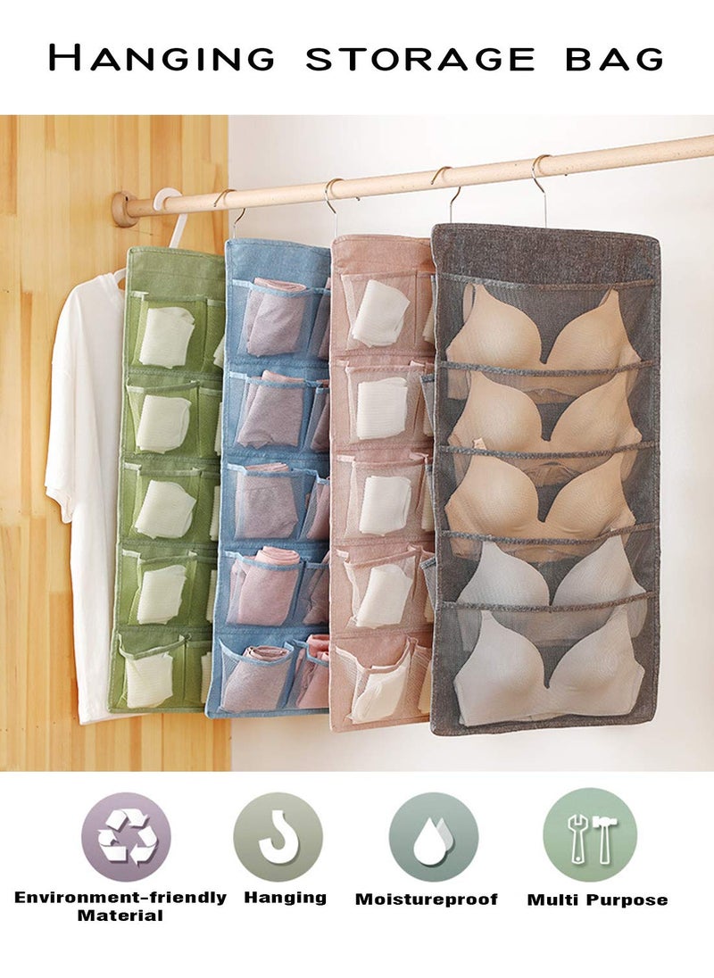 AARAINBOW Hanging Bra Organizer with Pockets, Hanging Sock Organizer, Dual Sided Hanging Closet Underwear Storage Holder for Lingerie, Panty Tie (20 Pockets, Gray) - Image 3